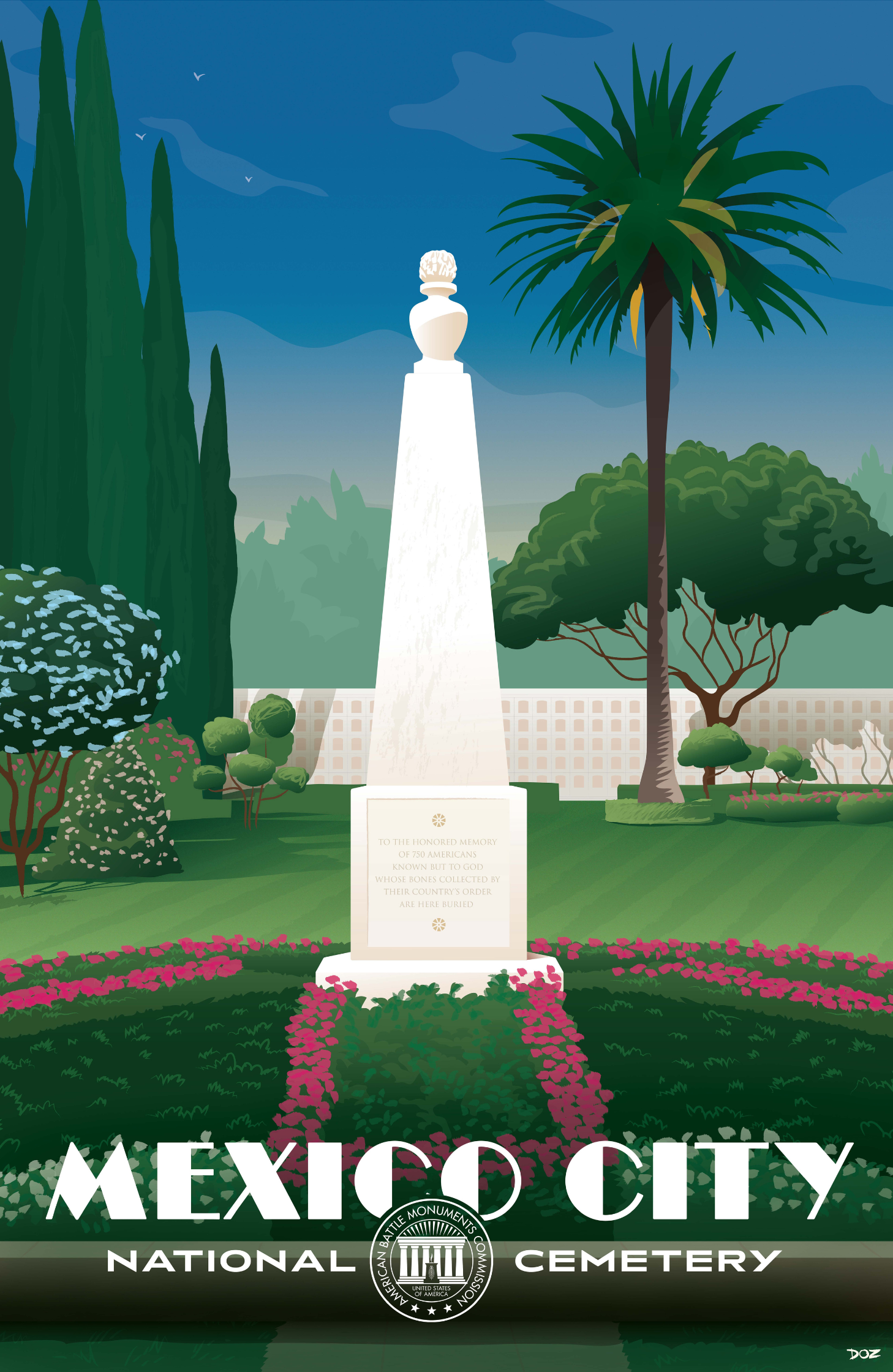 Vintage poster of Mexico City National Cemetery