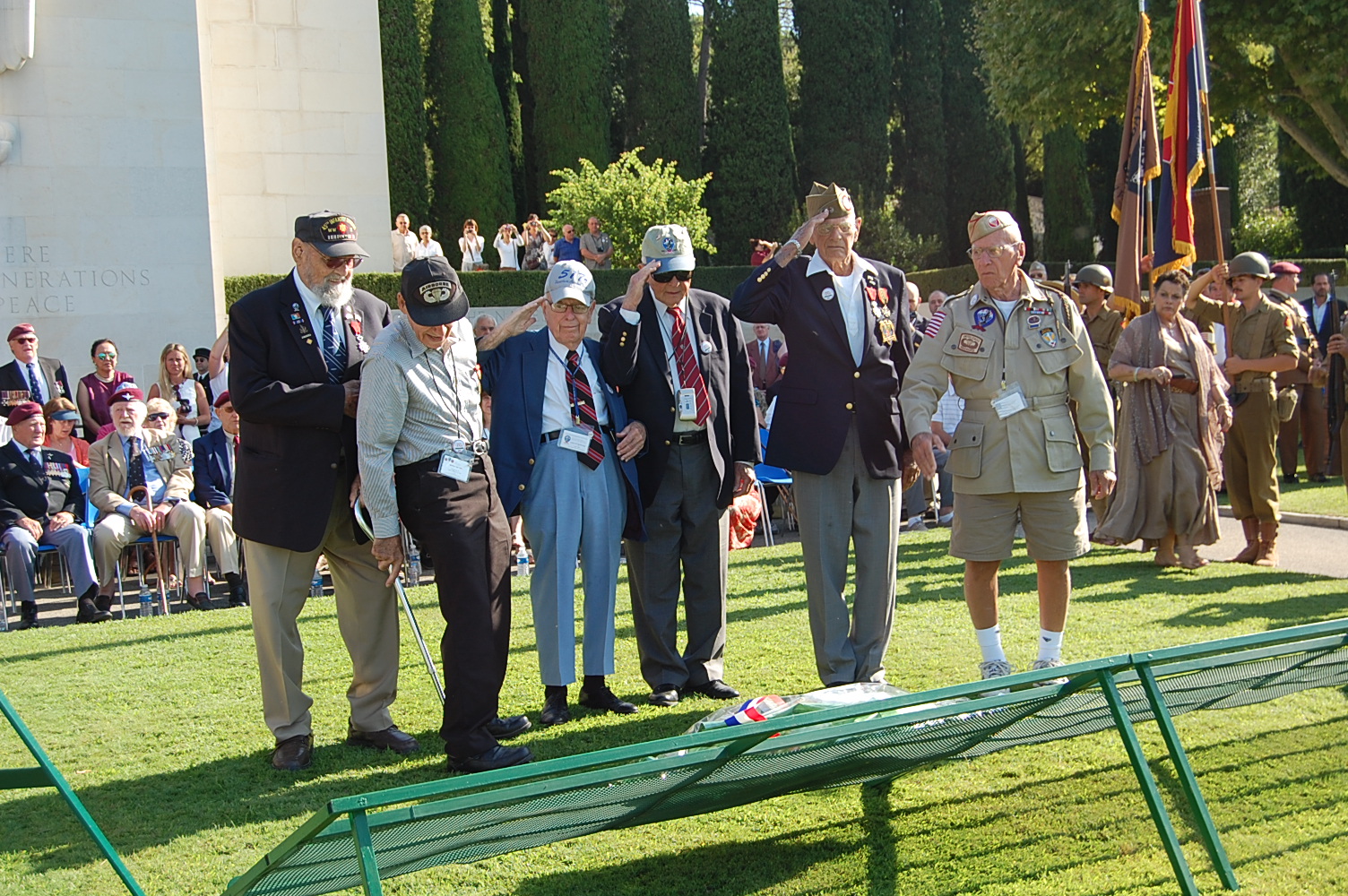 American WWII veterans laid a wreath during the ceremony. 