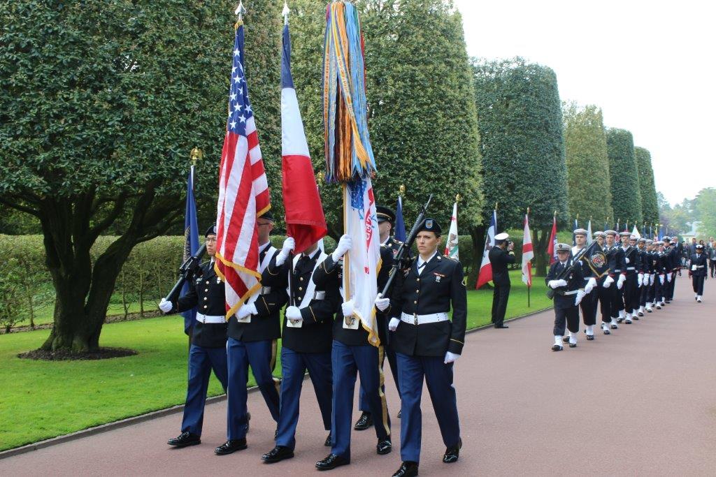 A U.S. Color Guard marches in during the ceremony. 