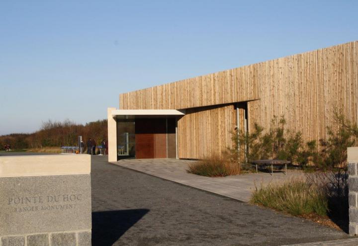 View of the outside of the Pointe du Hoc Visitor Center.