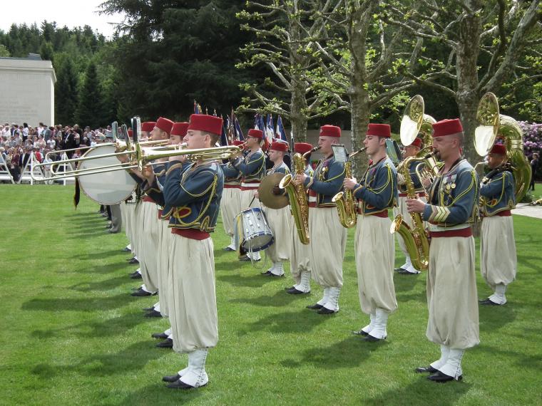 A french military band performs. 