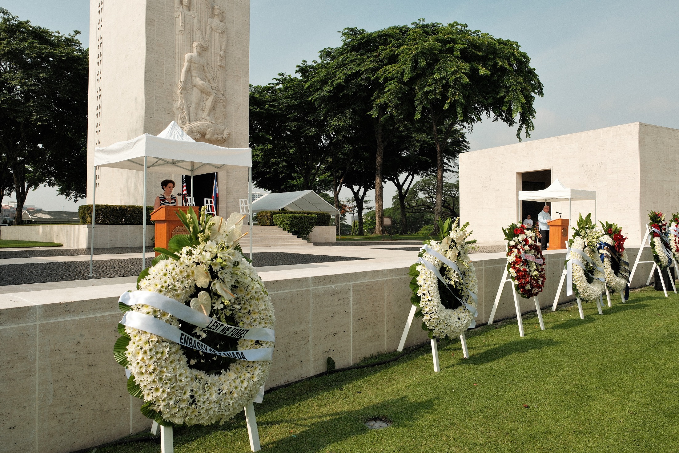 U.S. Ambassador to the Philippines Ambassador MaryKay L. Carlson delivers speech during Memorial Day ceremony at Manila American Cemetery.