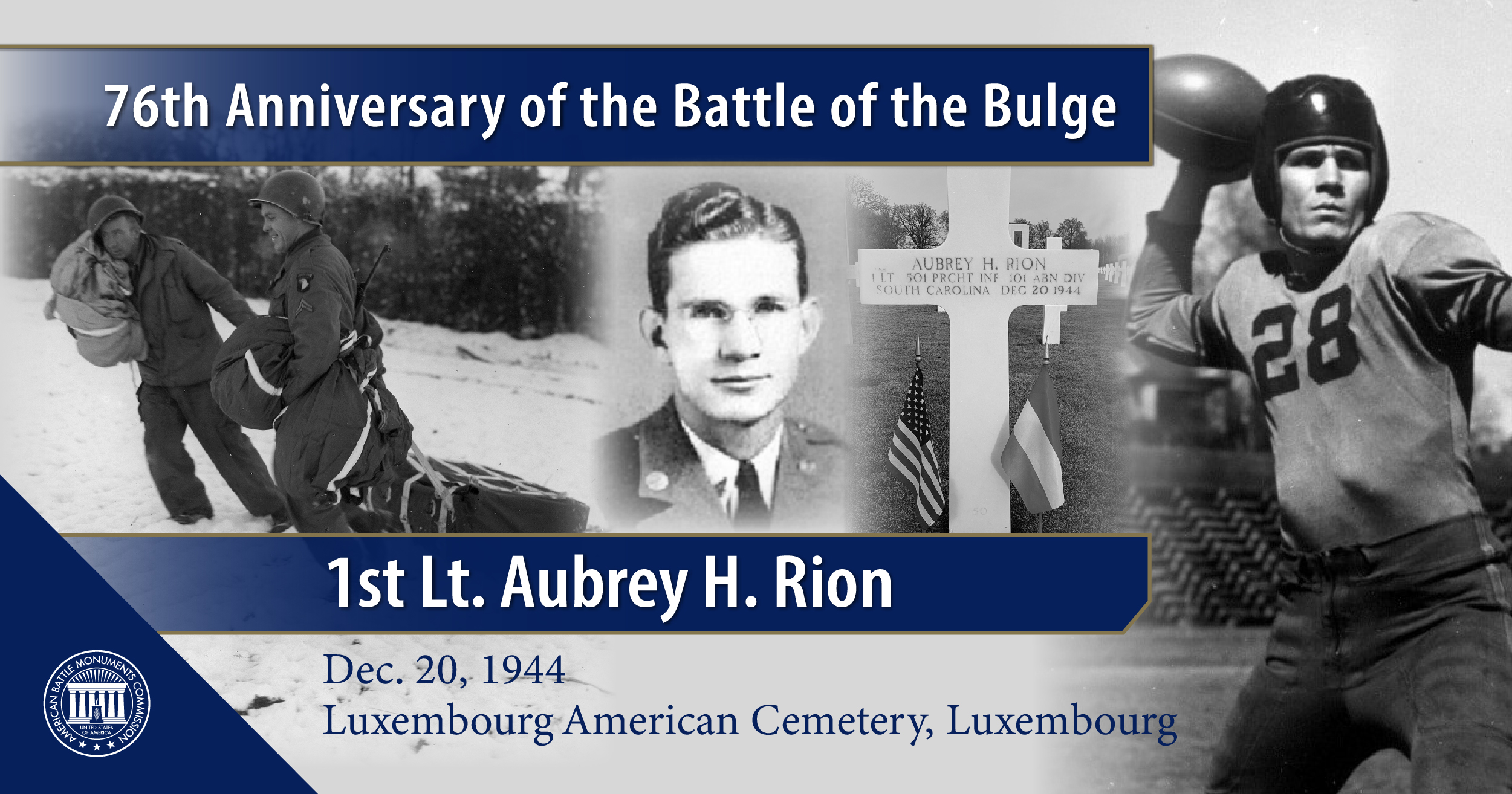 1st Lt. Aubrey H. Rion is buried in Luxembourg American Cemetery