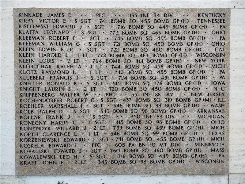 The panel on the Wall of the Missing with Edward Kovaleski's name third from the bottom and a rosette to the right of his name.