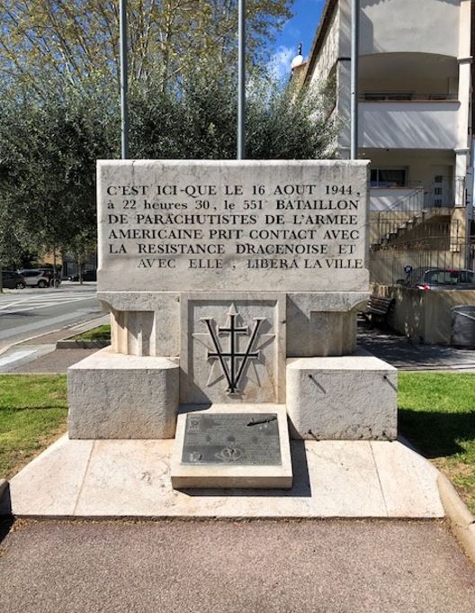 Monument to the paratroopers of the 551st Draguignan, France