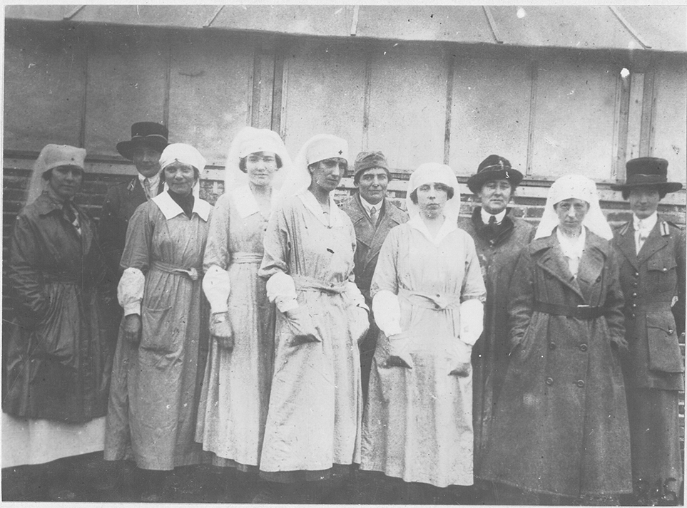 WWI nurses pose in France