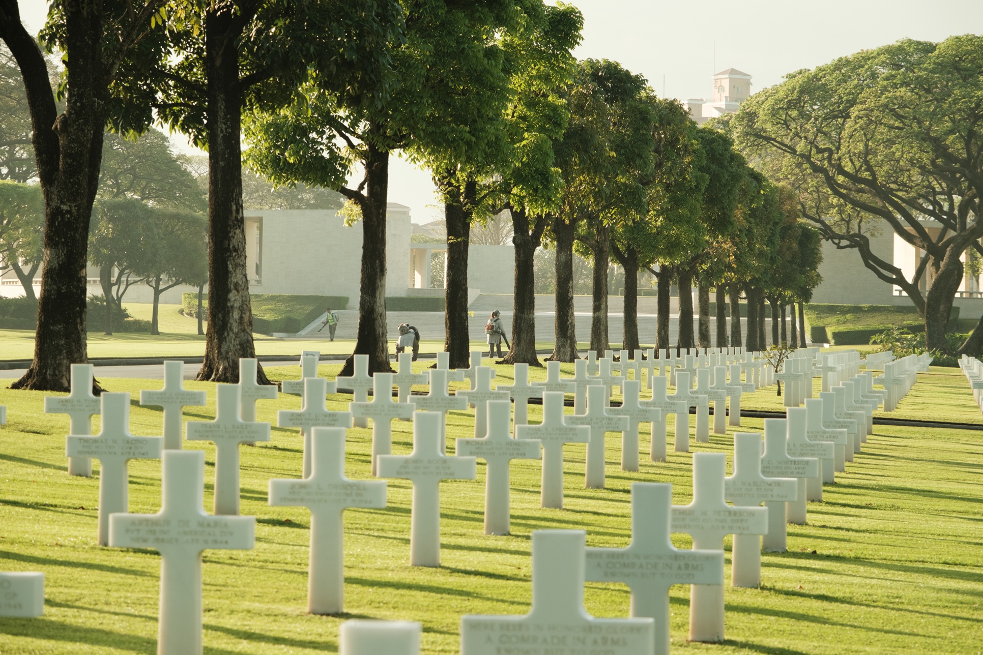 The Manila American Cemetery contains the largest number of graves of our military dead of World War II, a total of 16,859, most of whom lost their lives in operations in New Guinea and the Philippines.