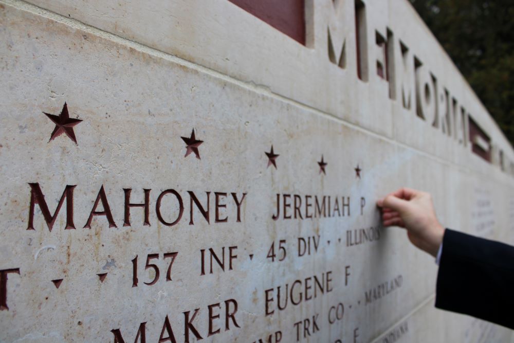 a rosette is placed next to the name of Jeremiah Mahoney