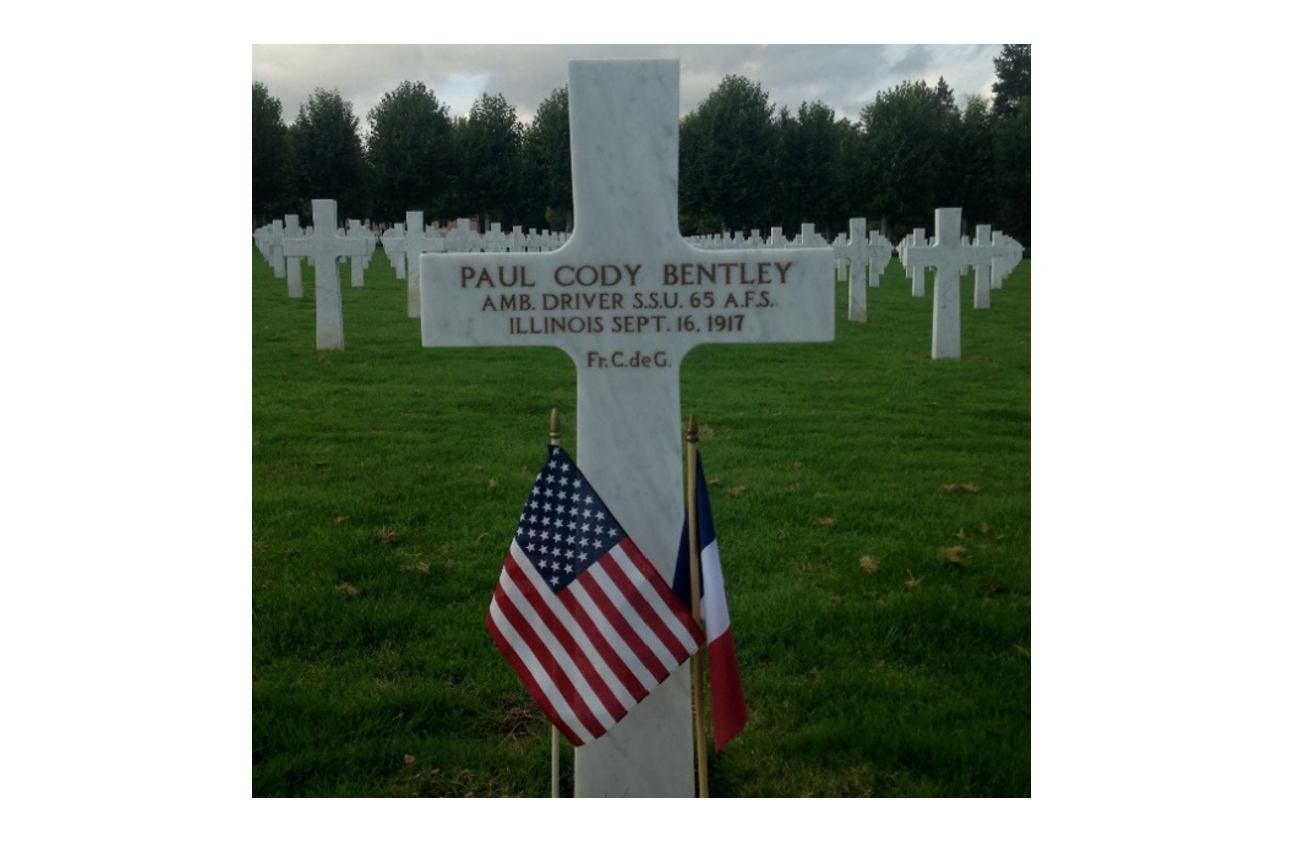 Headstone of Paul Cody Bentley at Oise-Aisne American Cemetery