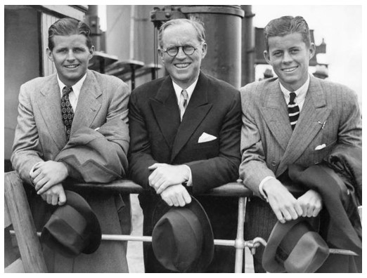 Left to right: Joseph P. Kennedy Jr, Joseph P. Kennedy Sr., and John F. Kennedy. Credits: Corbis/Getty Images