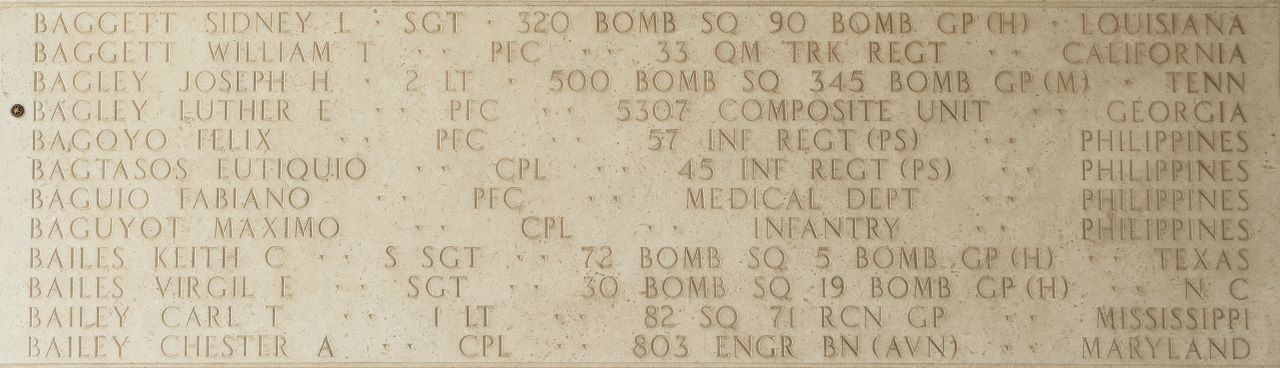 stone wall with bronze rosette next to the name of Luther Bagley