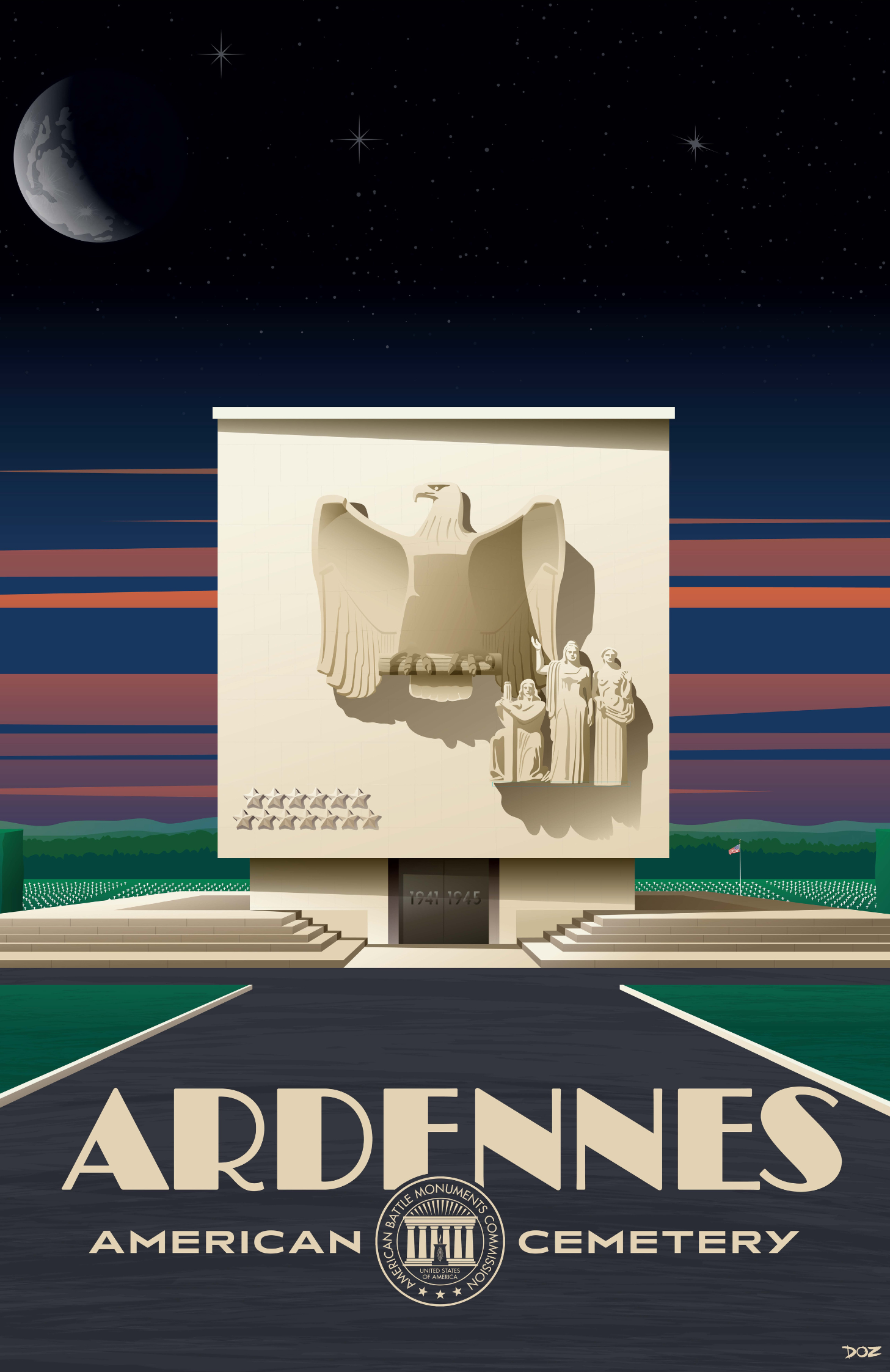 Vintage poster of Ardennes American Cemetery