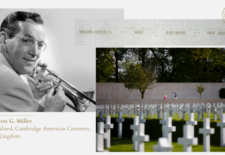 Maj. Miller is memorialized at Cambridge American Cemetery