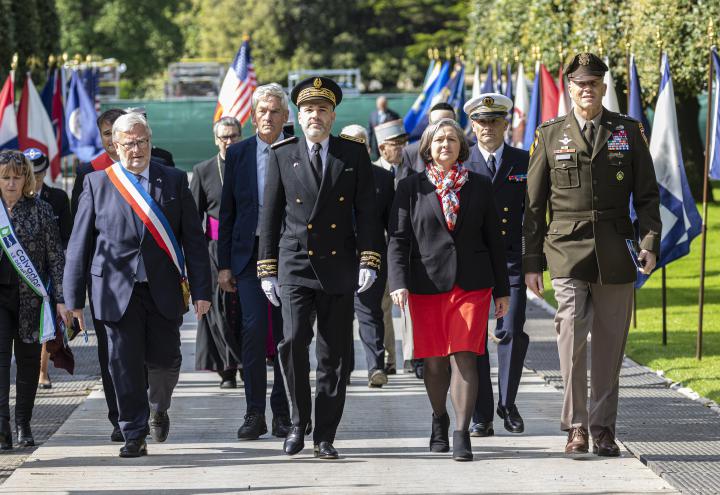 Official guests arrive at the Memorial Day ceremony, Normandy American Cemetery