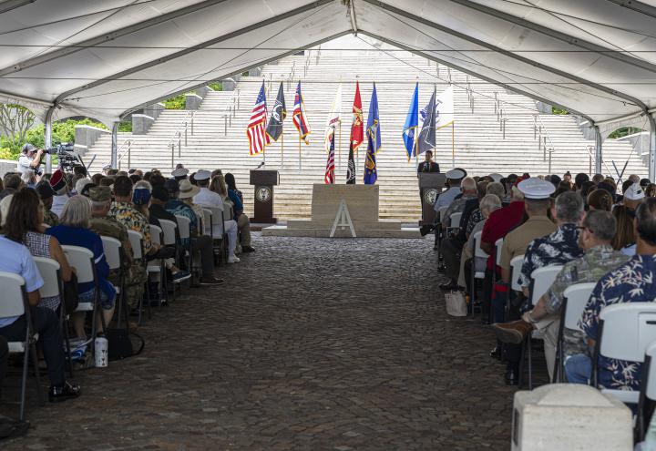 Picture of the rosette ceremony on Sept. 20, 2024, at the Honolulu Memorial. Credits: American Battle Monuments Commission