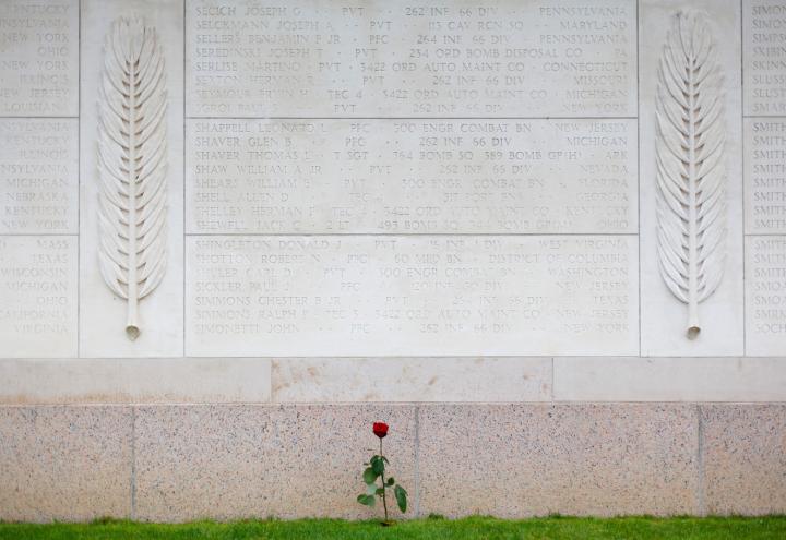 Wall of the Missing at Normandy American Cemetery. Credits: Courtesy of American Battle Monuments Commission/Warrick Page