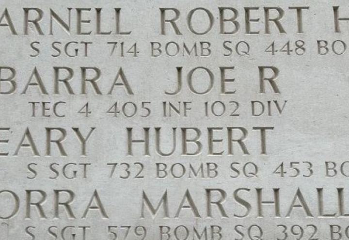 A bronze rosette is placed next to the name of Hubert Yeary