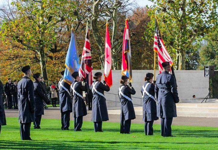 JROTC students serve as color guard. 