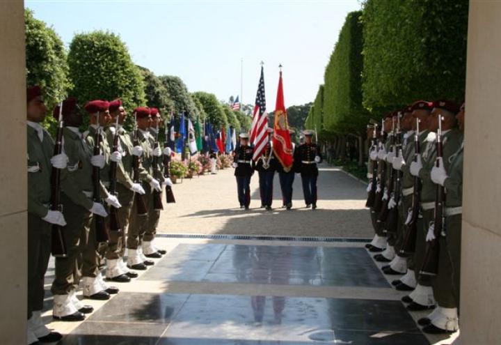 Members of the military participate in the 2012 Memorial Day ceremony at North Africa American Cemetery.