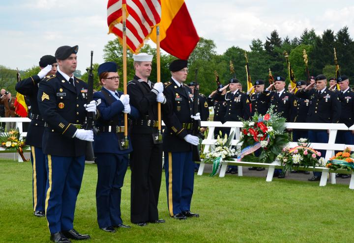 U.S. Color Guard stands at attention during the ceremony. 