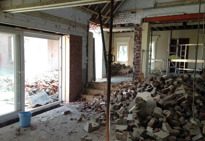 The inside of the visitor center has been gutted down to the rafters.