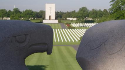 View from the eagle sculpture at Lorraine American Cemetery.
