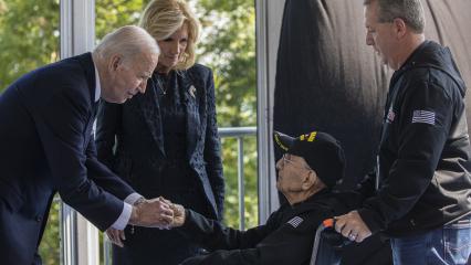 President of the United States Joseph R. Biden Jr. greeted WWII veterans before the 80th anniversary of D-Day ceremony at Normandy American Cemetery.