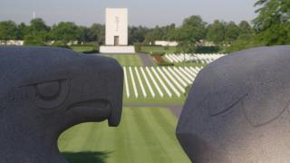 View from the eagle sculpture at Lorraine American Cemetery.