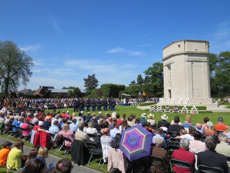 A large crowd gathered to commemorate Memorial Day at Flanders Field American Cemetery