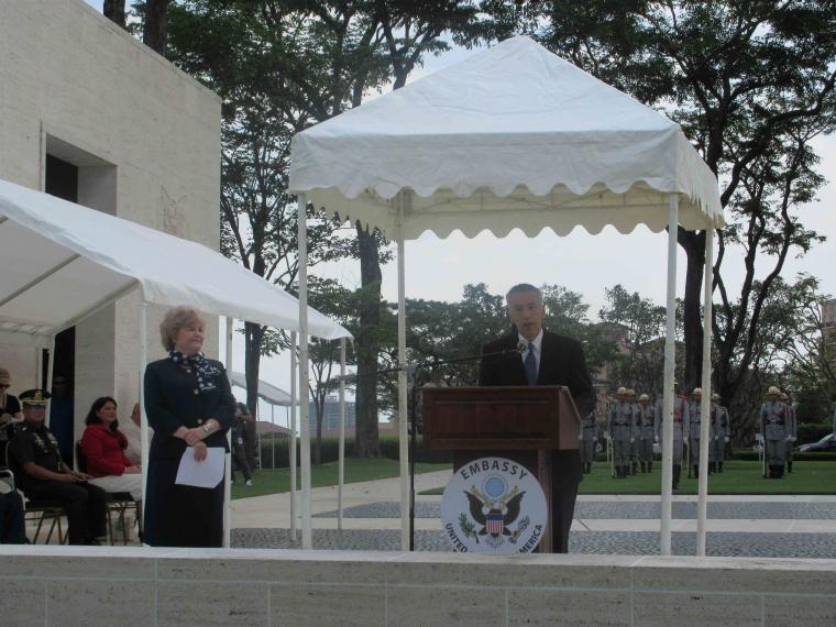 Ambassador Goldberg delivers remarks during the ceremony. 