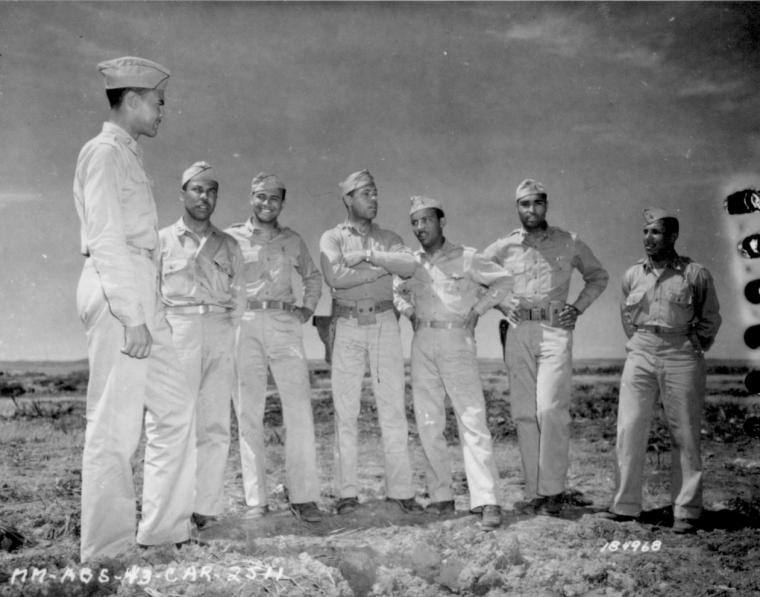 Historic image of African-American officers in uniform.