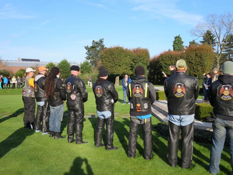 American Legion Riders look on during the ceremony. 