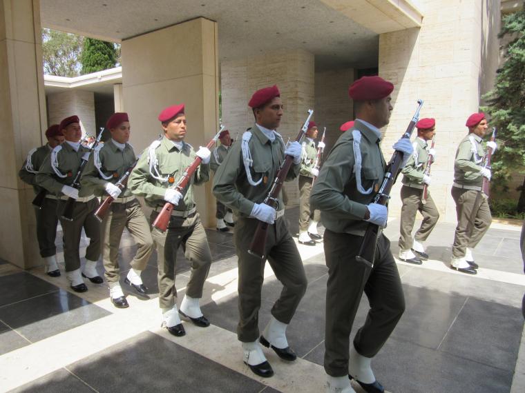 Tunisian military march in during the ceremony. 
