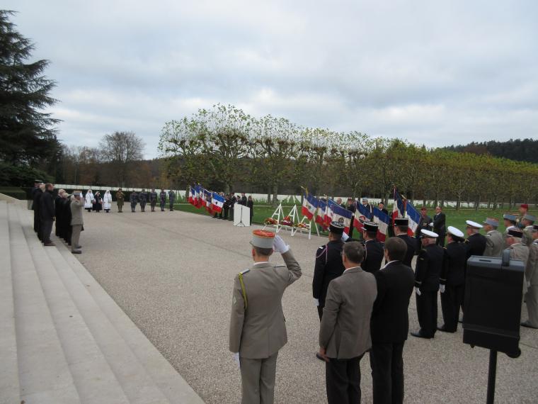 Members of the military salute during the ceremony. 
