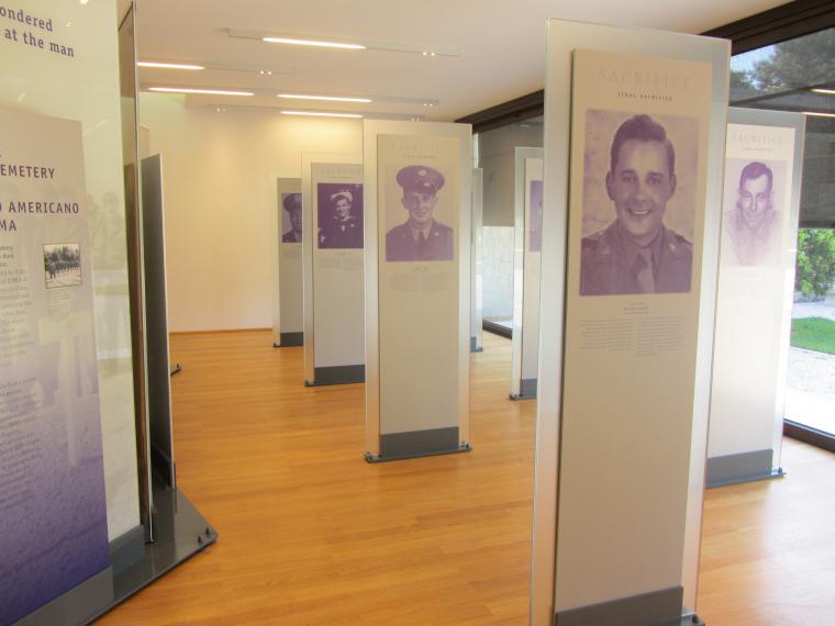 Panels in the new visitor center tell individual stories of sacrifice.