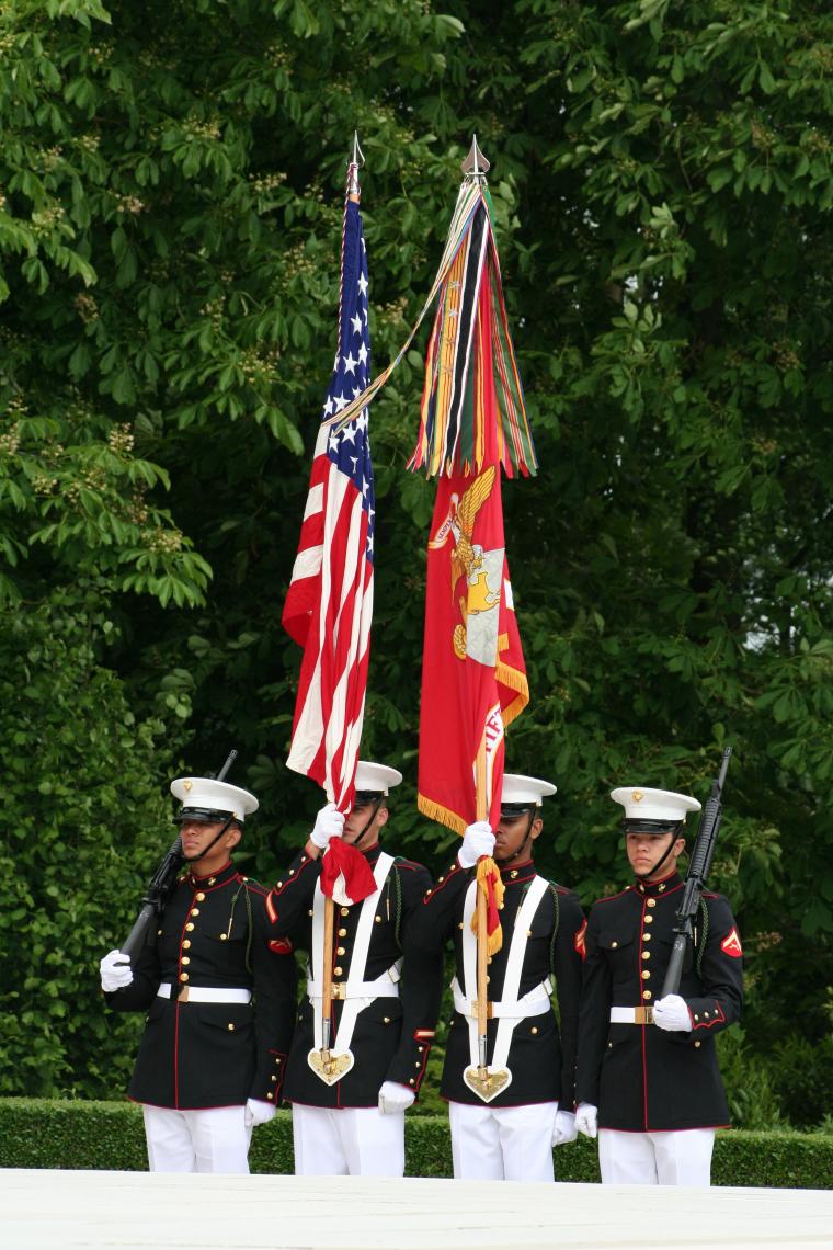 A Marine Color Guard participates in the ceremony. 