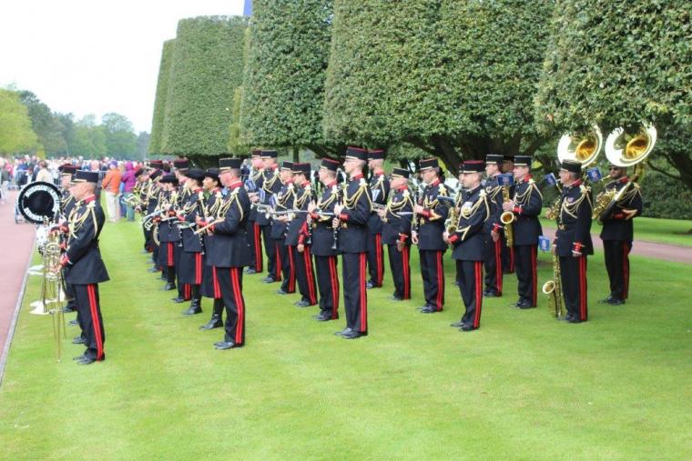 A French military band is ready to play during the ceremony. 