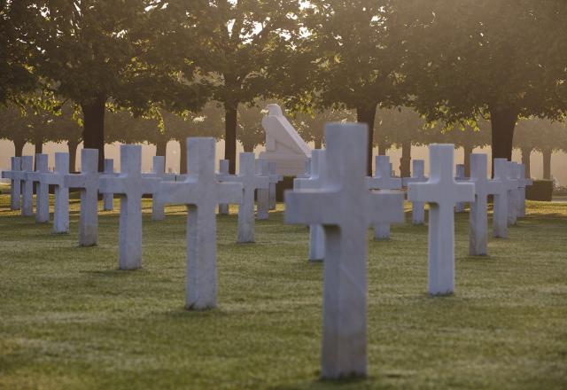 Sunset of the headstones at St. Mihiel American Cemetery, France.