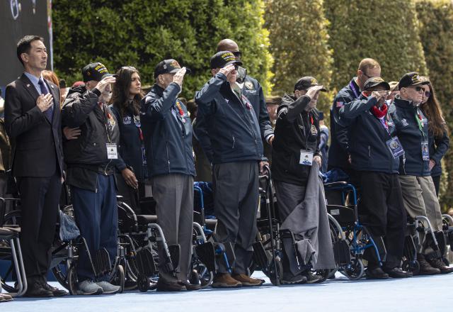 191 U.S. World War II veterans were welcomed on stage at Normandy American Cemetery for the 80th anniversary of D-Day.